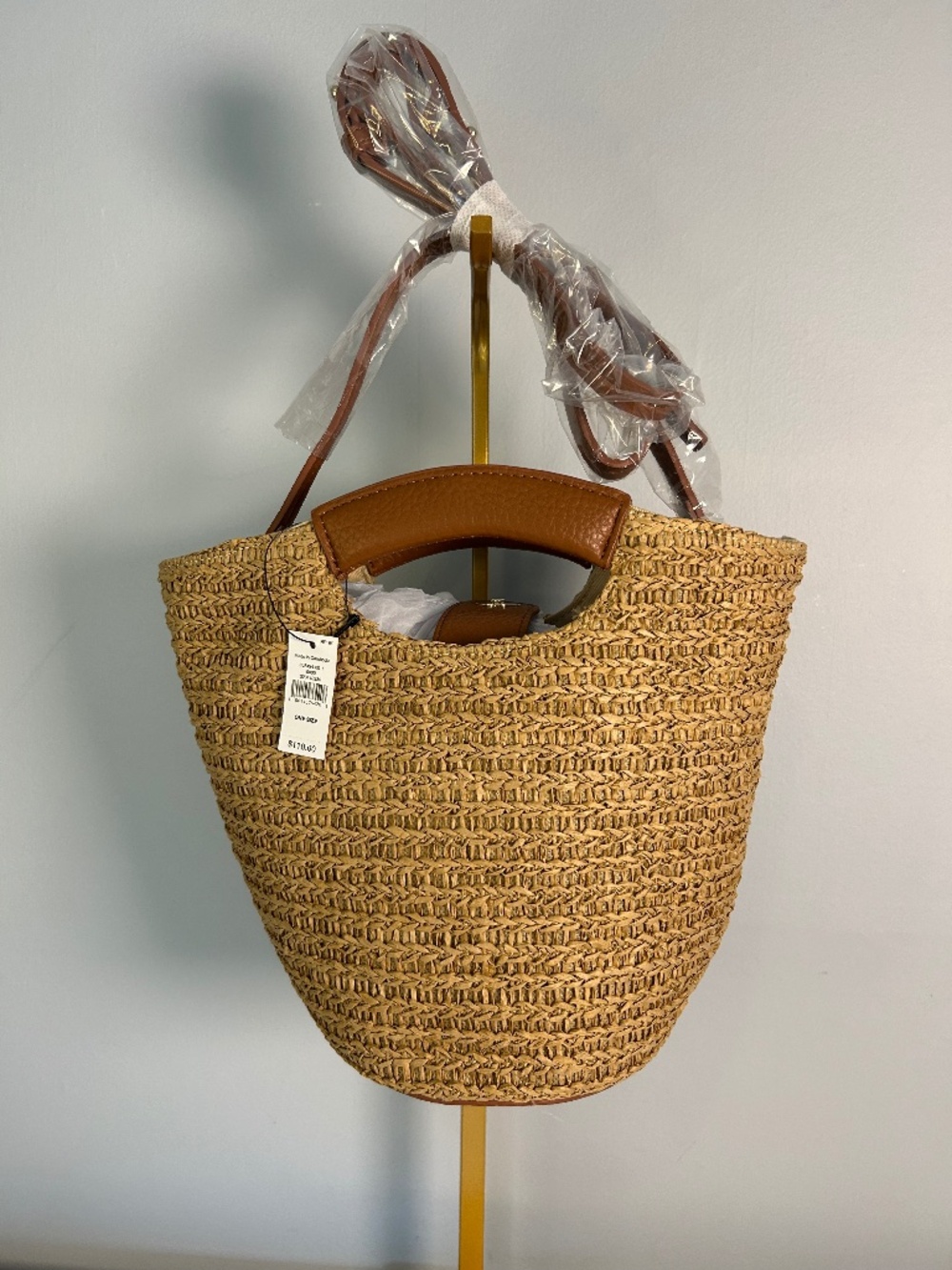 Banana Republic Straw Mini Bucket Crossbody NWT lightweight